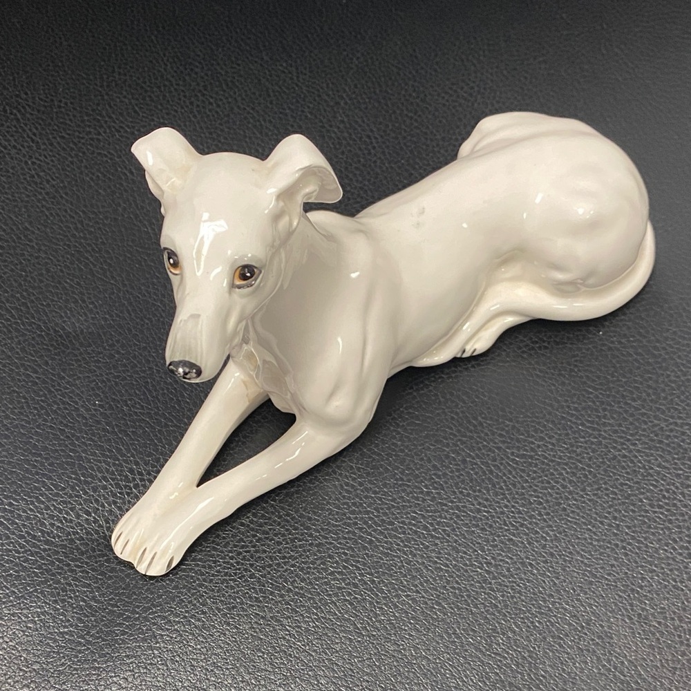 Vintage Porcelain Tilso Japan Greyhound Dog Figurine Hand Painted
